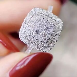 Zircon elegant square promise ring size 8